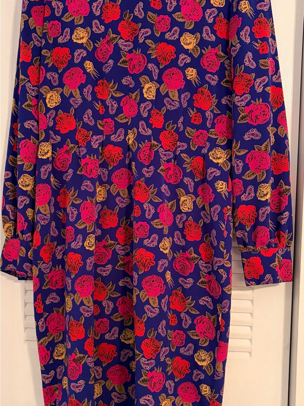 Chaus Navy Long-Sleeve Floral Fit-and-Flare Dress size 8 - Picture 4 of 8